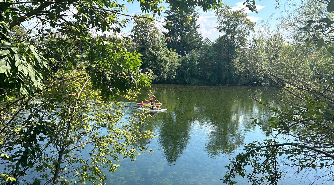Boot Fahren auf der Traun am Lebensfluss